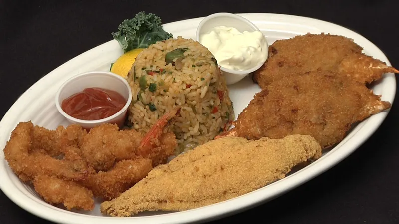 fried fish shrimp and crab